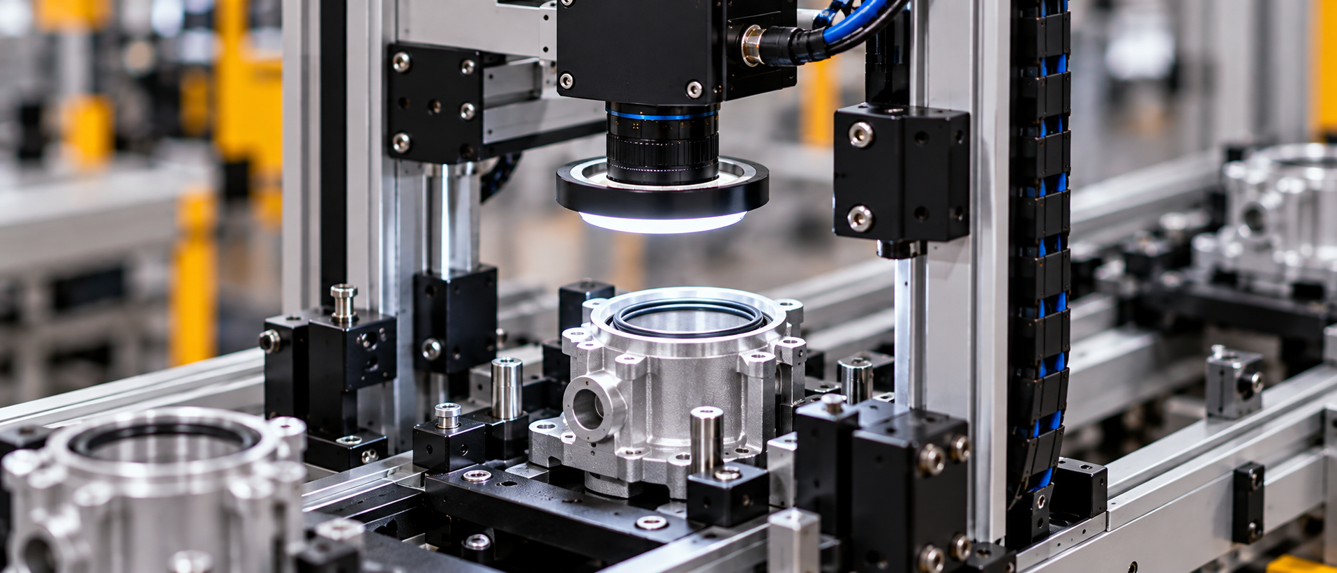 camera controleert de positie van een O-ring in een assemblagecel