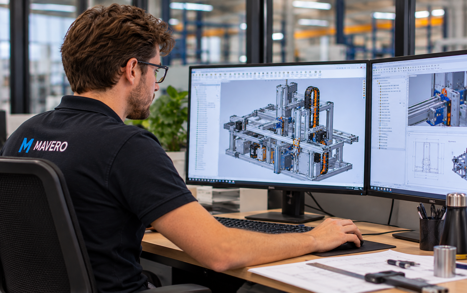 constructeur aan het werk aan een 3D-model