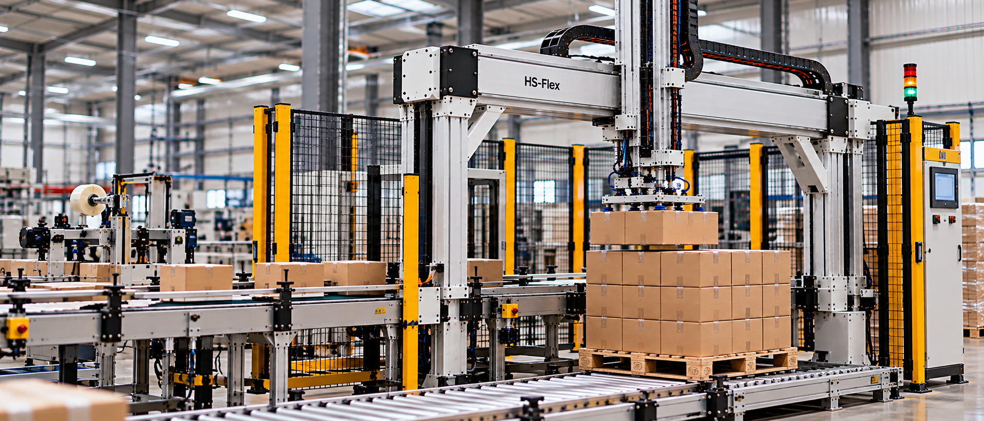 palletiseercel aan het eind van een verpakkingslijn